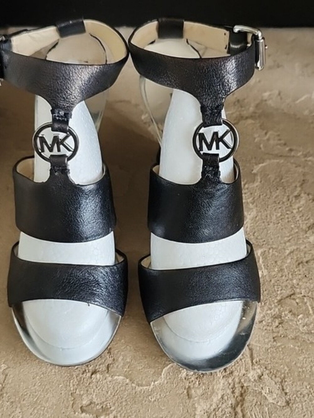 MICHAEL KORS BLACK WEDGE ANKLE STRAP SANDAL 8